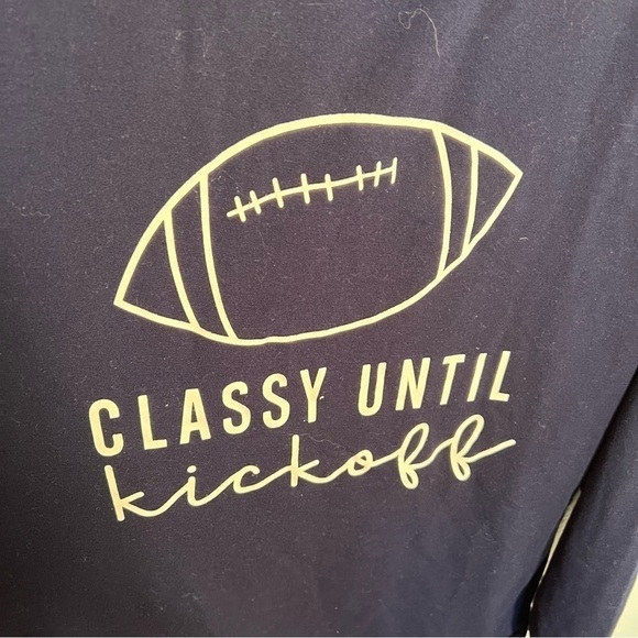Classy Until Kickoff Football Crewneck Sweatshirt Navy White - Picture 4 of 8